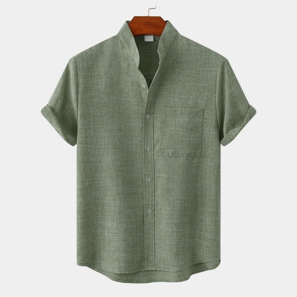 Camicia uomo collo coreana a maniche corte
