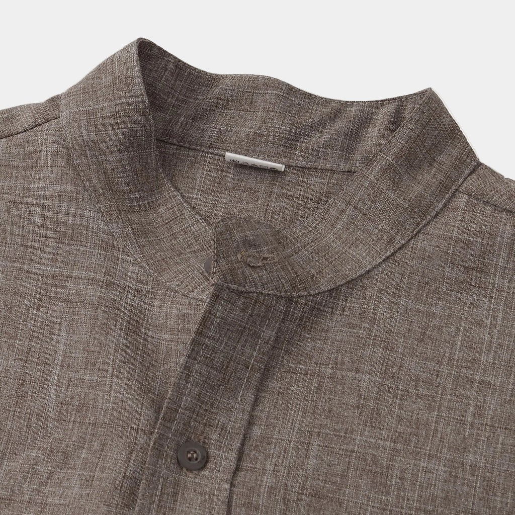 Camicia uomo collo coreana a maniche corte