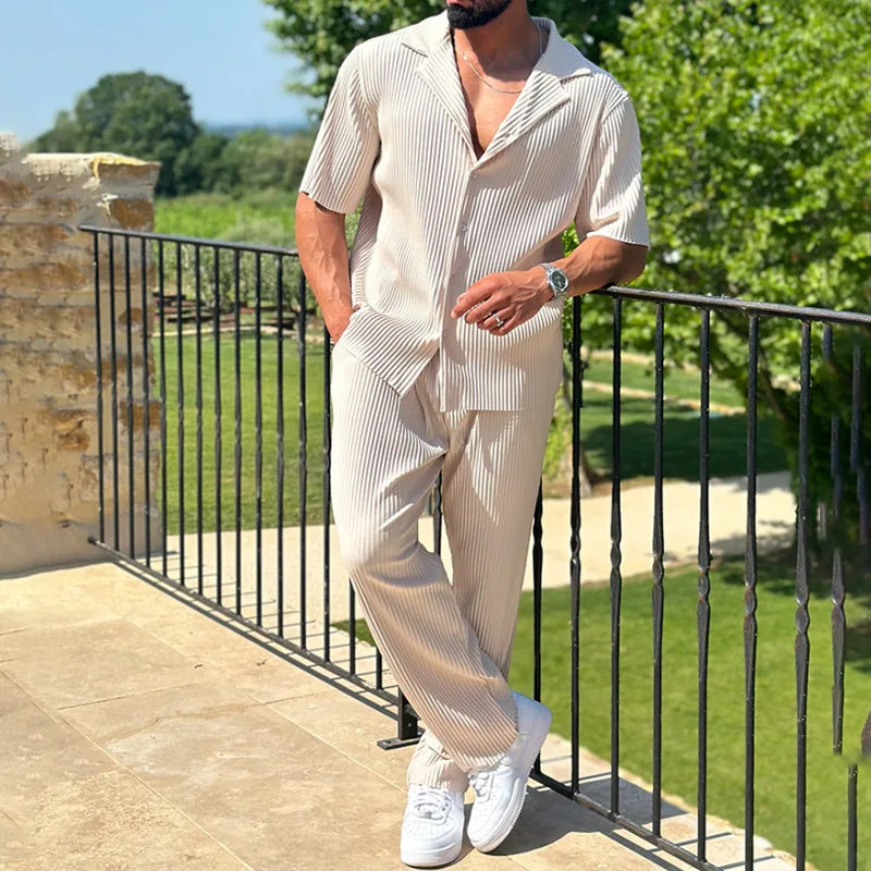 Men's Button-Up Shirt and Trousers Set