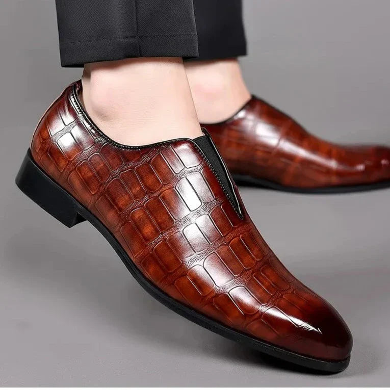 Men's Croc-Embossed Slip-On Dress Shoes