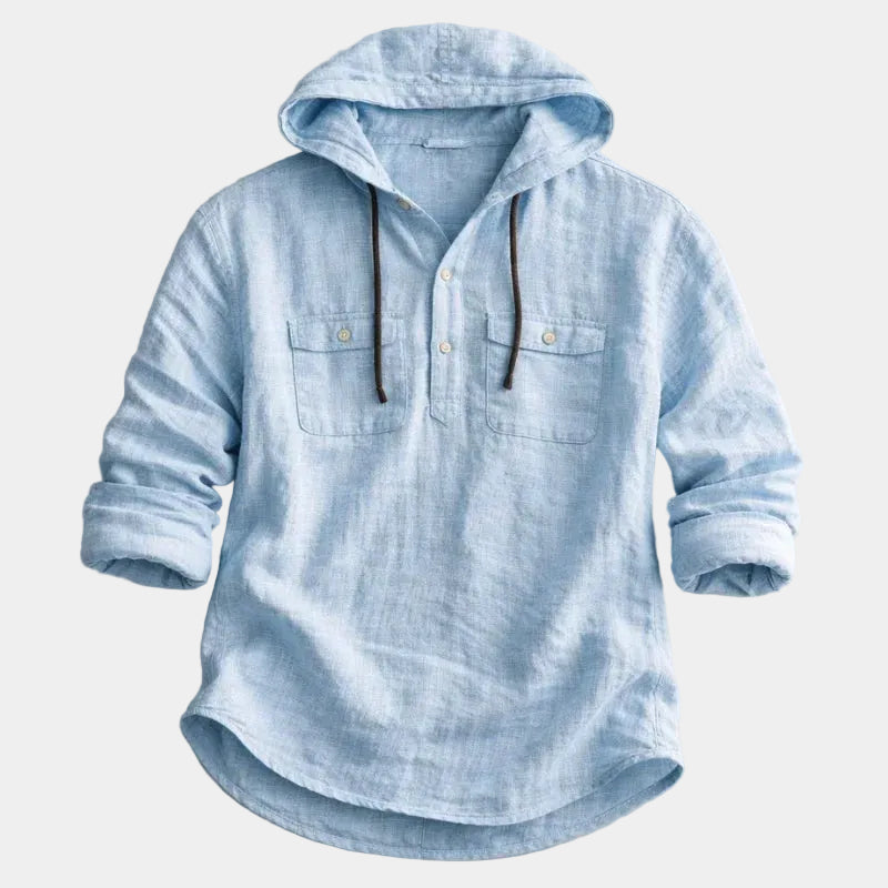 Men's Hooded Button-Up Shirt