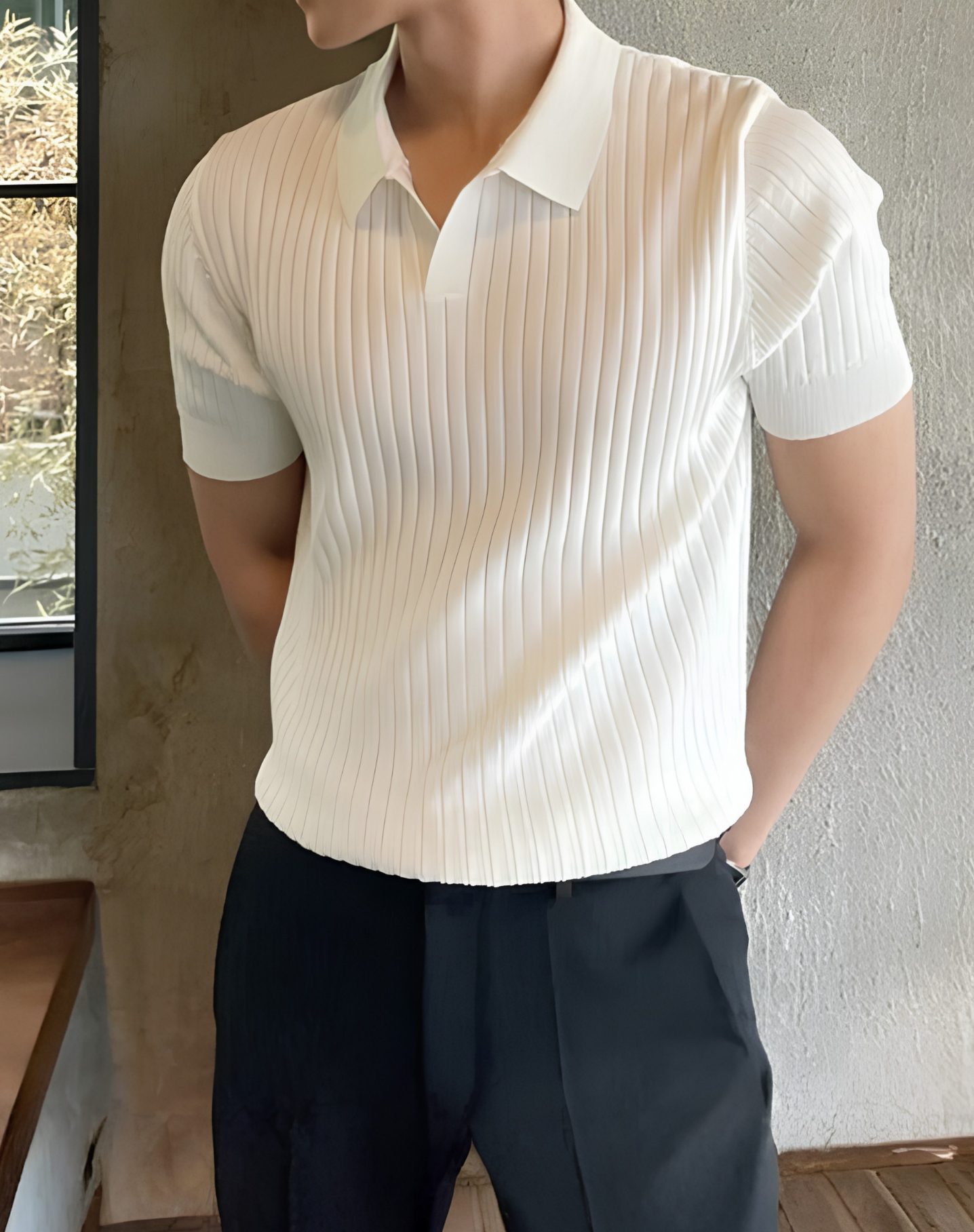 Men's Ribbed Polo Shirt