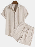 Men's Textured Shirt and Shorts Set