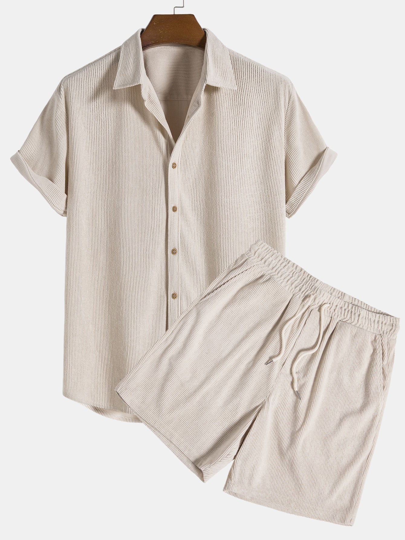 Men's Textured Shirt and Shorts Set