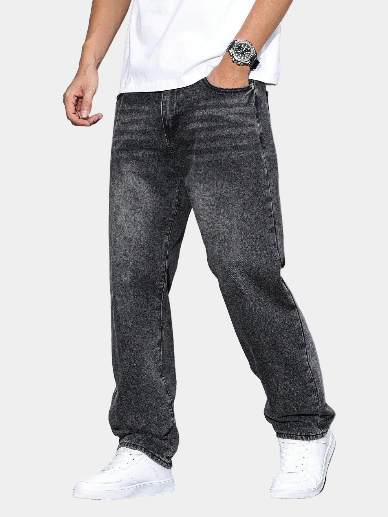 Men's Washed Straight Jeans