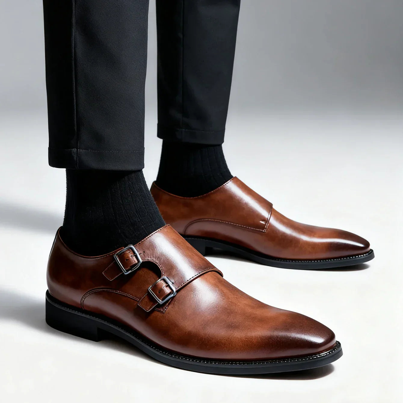 Scarpe uomo con doppia fibbia